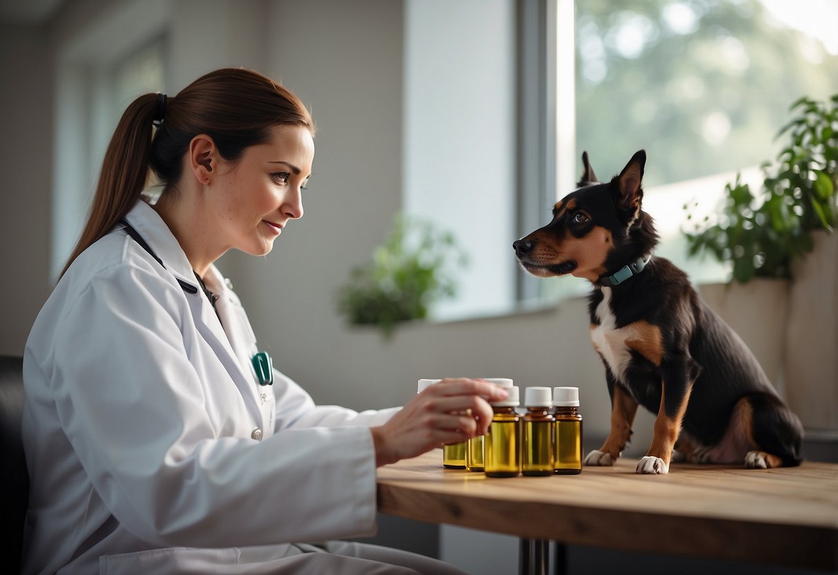 A veterinarian discussing carrier oils for dogs with essential oils